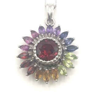 Vintage Red and Purple Sunburst interchangeable center Necklace